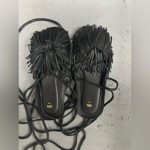 Zara Black Fringe Sandals